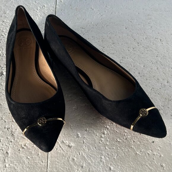 Tory Burch Black Flats with Gold Accent - Picture 7 of 11